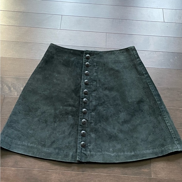 Express Dresses & Skirts - Vintage Black Leather Button Front Mini Skirt Women's 7/8